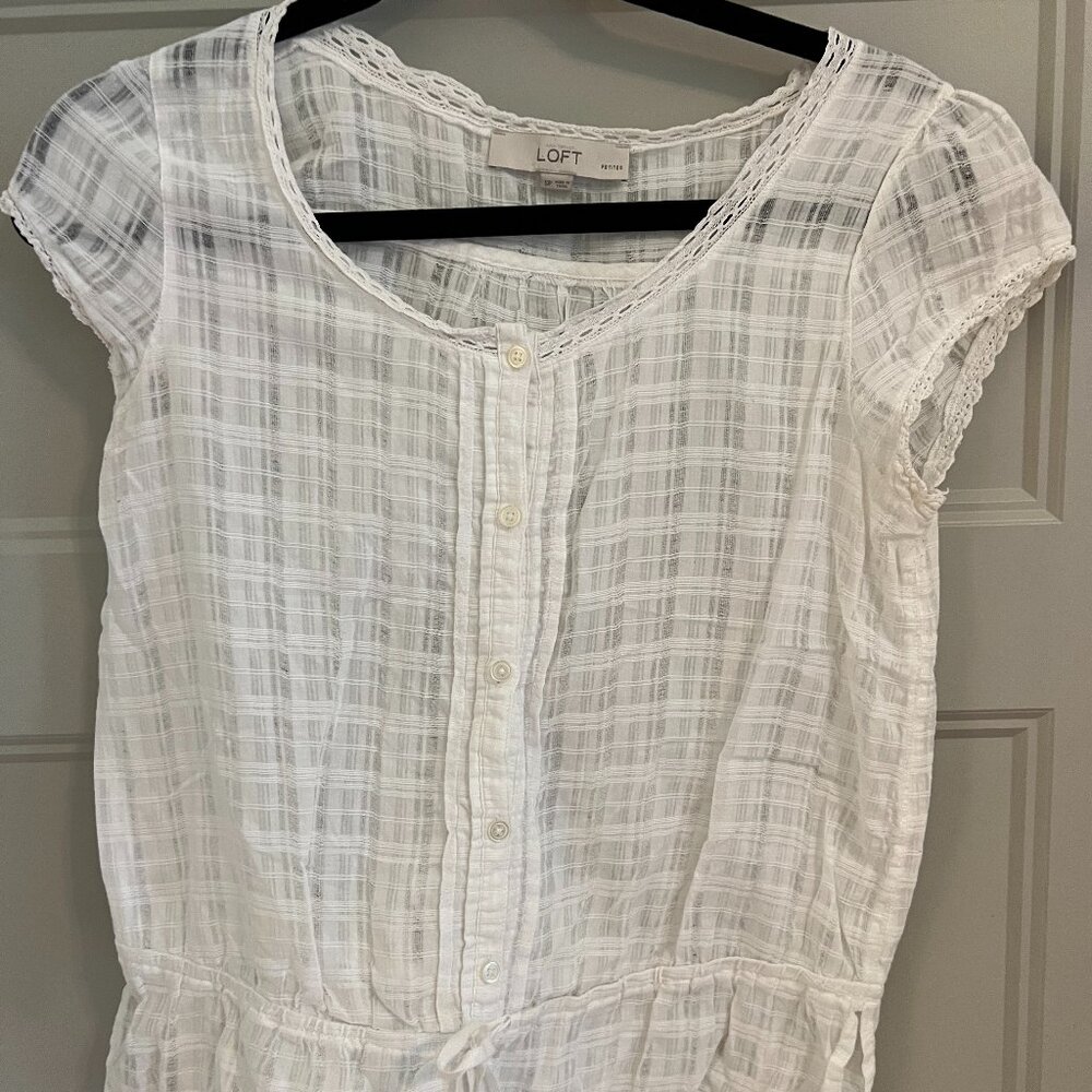 Gauzy White Check Top Loft Small Petite